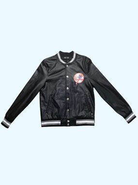 The Wild Collective MLB Yankees Women's Black Bomber Jacket | Size Small NWT